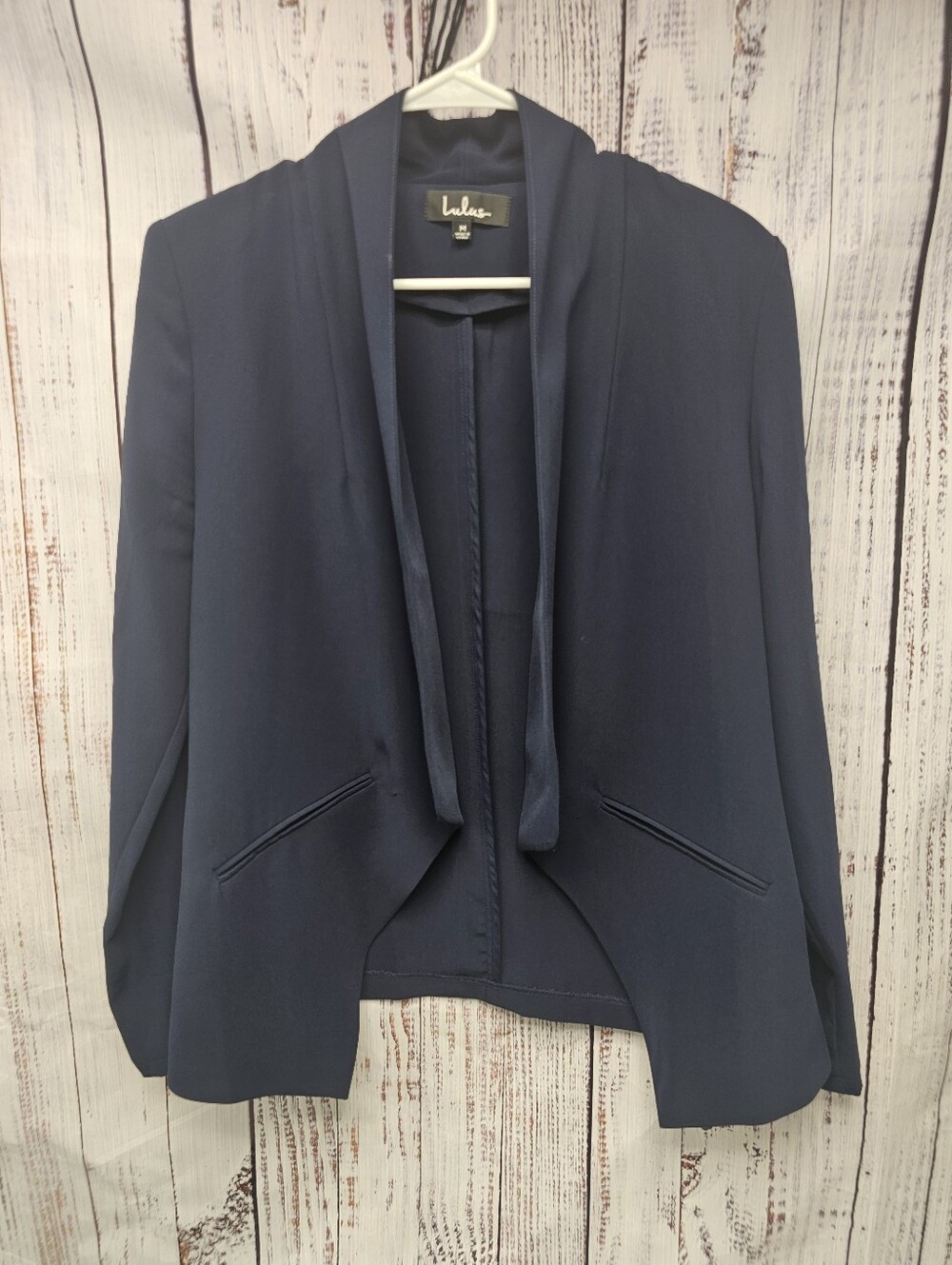 Lulus Women's Navy Blue Open Front Blazer Jacket Size Medium